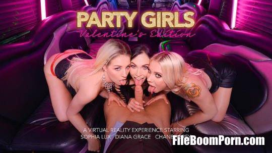 NaughtyAmericaVR: Chanel Grey, Diana Grace, Sophia Lux - Party Girls: Valentine's Edition [UltraHD 2K/2048p/15.0 GB]