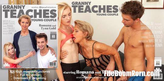 Romana (69), Tyna Gold (23) - Granny teaches a young couple the ways of steamy sex [HD/1060p/1.35 GB] Mature.nl, Mature