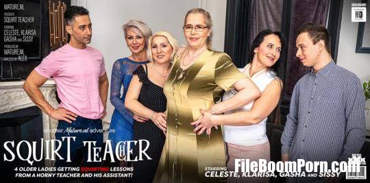 Mature.nl, Mature.eu: Celeste, Gasha, Klarisa, Sissy - four older ladies get teached how to squirt and then some! [HD/720p/1.04 GB]