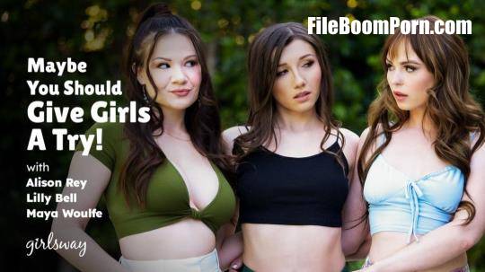 Alison Rey, Lilly Bell, Maya Woulfe - Maybe You Should Give Girls A Try! [FullHD/1080p/1.29 GB]