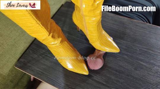 shoelovers: Yellow boots bootjob shoejob ruined orgasm double cumshot no bgm [FullHD/1080p/824.47 MB]